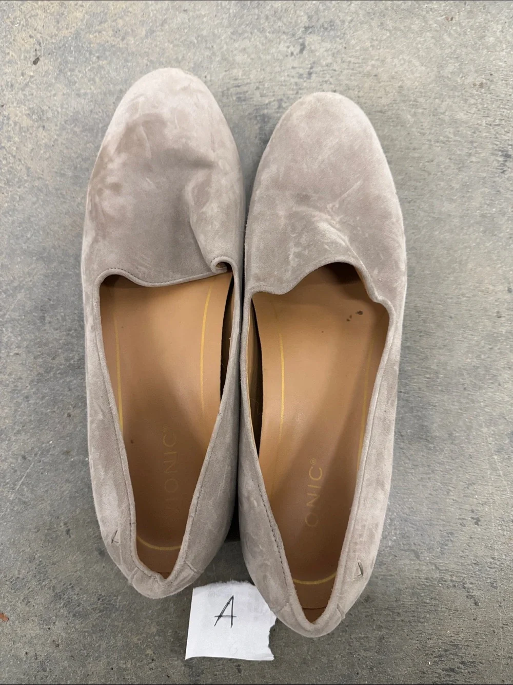 Vionic Women's Suede Slip-On Loafers in Light Gray